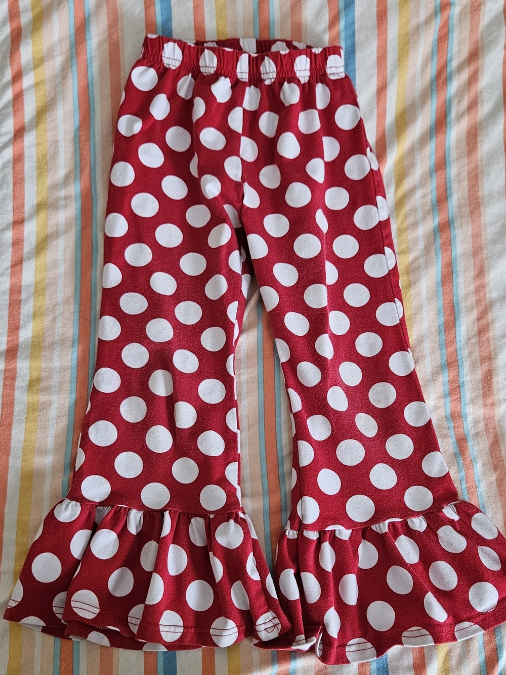 Girls' Red Polka Dot Ruffle Hem Pants, Size 4T